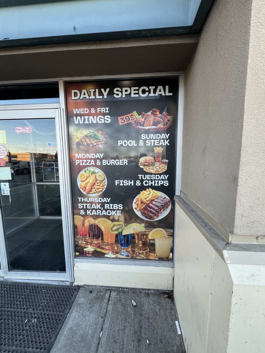 Printed daily specials window graphic — Action Signs & Graphics